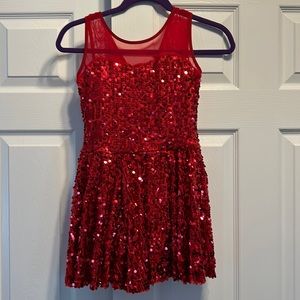 Dance sleeveless sequins red dress